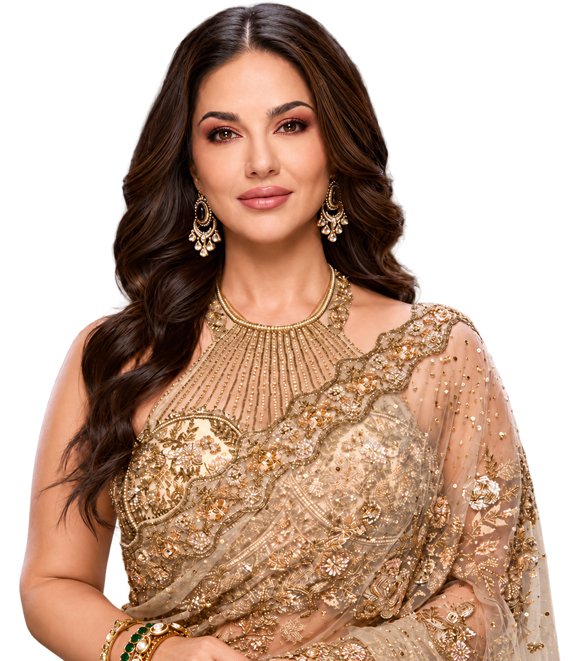 Sunny Leone in an evening campaign portrait